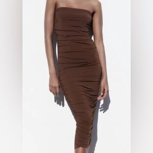 Zara Strapless Chocolate Brown Dress